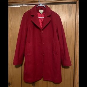 LL BEAN RED WOOL PEACOAT